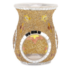 Glass Mosaic Essential Oil Burner with Tealight Candle Holder for Aromatherapy and Home Decor