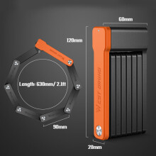 WEST BIKING Compact Folding Bike Lock, 630mm, Black/Orange