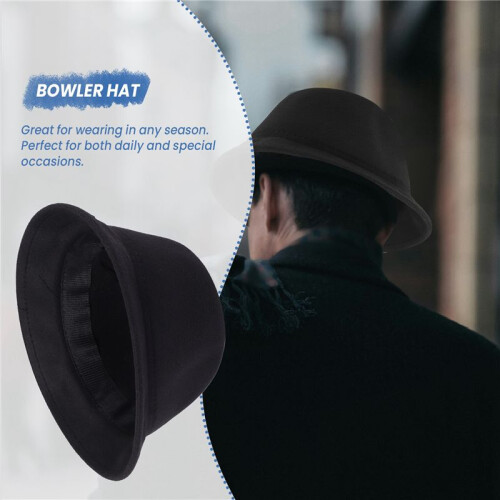 1Piece Melon Bowler Hat Hat Bowler Hat Bowler Hat  Hat Chaplin Hat Riding Hat (Black) 2
