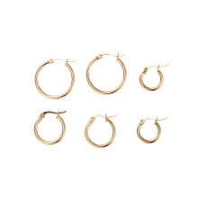 3 Pairs 15mm 20mm 25mm Stainless Steel Hoop Earrings Set Woman Gold