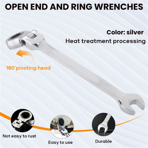 1PC Flexible  Ratchet Metric Spanner Open End And Ring Wrenches Tool 10mm 2