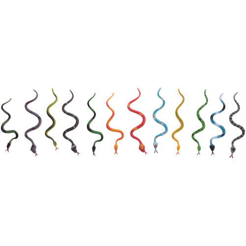Plastic reptile animal snake model toy 12pcs multicolour
