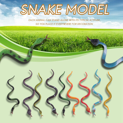 Plastic reptile animal snake model toy 12pcs multicolour