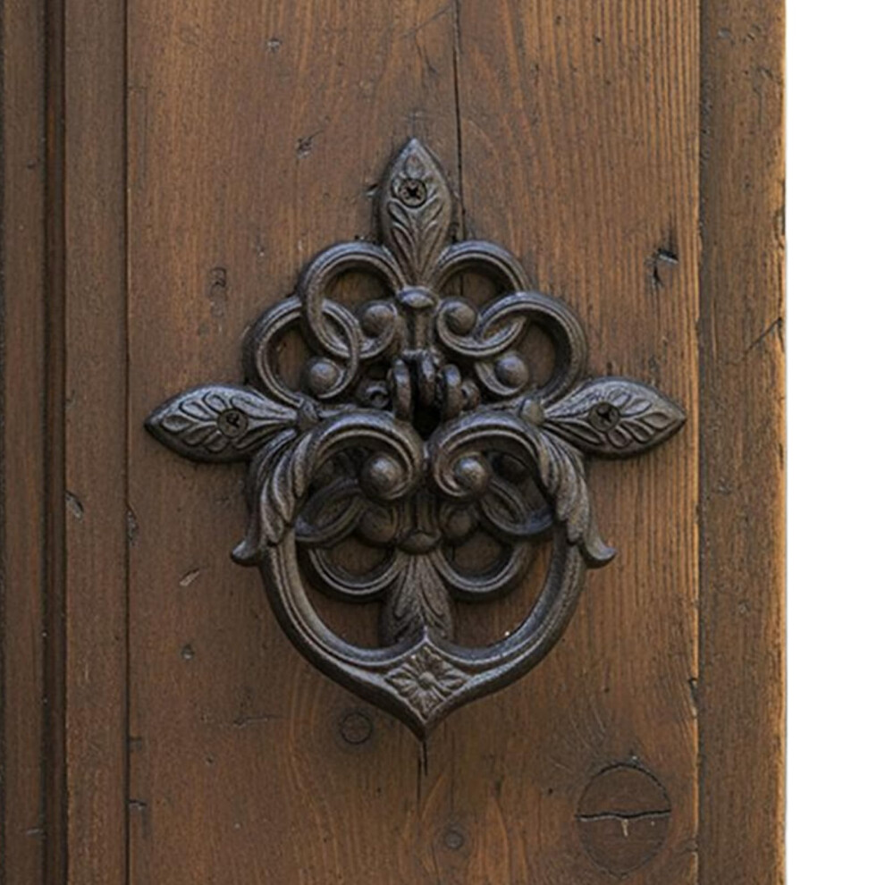 Vintage Heavyduty Cast Iron Door Handle And Knocker For Gates With Antique Patina 9169991259604