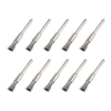 10-Tlg. Edelstahl 1/4 Zoll(6 Mm) Stift Drahtbuerste Nr. 532 mit 1/8 Zoll(3 Mm) Schaft Fuer und Kompatibles Drehwerkzeug