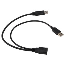 Black USB 3.0 Female to Dual USB Male Extra Power Data Y Extension Cable for 2.5 inch Mobile Hard Disk