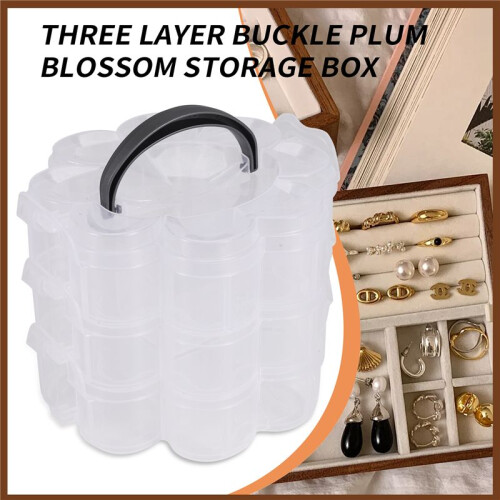 3-Tier Clear Plastic Stackable Organiser Storage Hobby  Box Container Jewellery Case - Clear 2