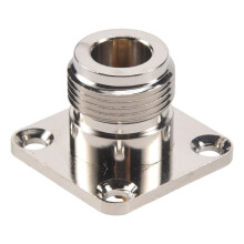 N-Type Vrouwelijke Aansluiting RF-Coaxconnector 4-Gaats Paneelmontage met Soldeerbeker, Zilver