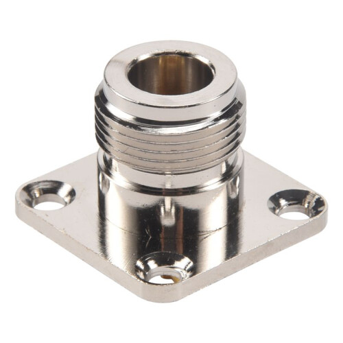 N type female jack RF coax connector 4-hole panel mount with solder cup,silver 1