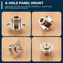 N type female jack RF coax connector 4-hole panel mount with solder cup,silver