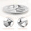 Stainless Steel 3 Sections Round Divided Dish Snack Dinner Plate Diameter 24Cm 5