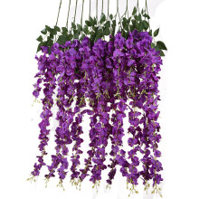 Artificial Silk Wisteria Vine Ratta Silk Hanging Flower Wedding Decor,6 Pieces,()