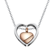 Double Heart Rose Gold Cremation Urn Necklace Pendant Funnel Fill Kit Keepsake Memorial Ashes