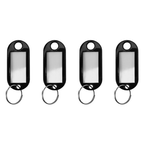 20 Pcs Assorted Key ID Label Tags Split  Keyring Keychain (Black) 2