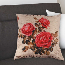Vintage Floral / Flor de Lino Funda de Almohada Decorativa Funda de CojíN Sofá Casero Decorativo (3 Rosas)