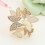 Elegante 3 anelli Farfalla Sciarpa Squillare Seta Sciarpa Fibbia Clip (oro) 3