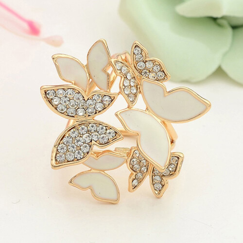 Elegante 3 anelli Farfalla Sciarpa Squillare Seta Sciarpa Fibbia Clip (oro) 2