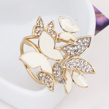Elegante 3 Ringe Schmetterling Schal Seidenschal Schnalle Clip (golden)