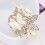 Elegante 3 anelli Farfalla Sciarpa Squillare Seta Sciarpa Fibbia Clip (oro) 4