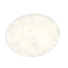 faux sheepskin wool carpet 30 x 30 cm Fluffy soft longhair decorative carpet cushion Chair sofa mat (Round White)