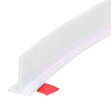 39 Inch Silicone Shower Water Barrier Strip, TShape Waterproof Threshold for Bathroom, White