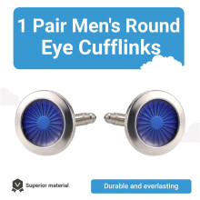 1 paire Boutons de manchette de mode pour homme Yeux ronds de mode Boutons de chemise Pour des hommes Tenue Boutons de manchette de mariage d'affaires