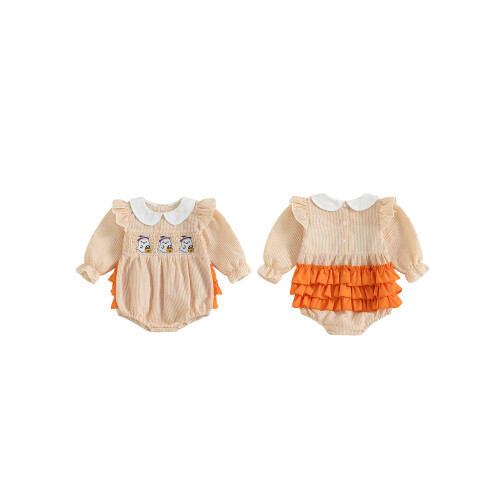 (12-18 Months, Orange) Ολόσωμη φόρμα Halloween ριγέ σχέδιο 1