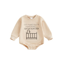 (0-3 Months, Apricot) Baby-Strampler, langärmelig, Rundhalsausschnitt, Buchstabenprint, Herbstbody für Mädchen und Jungen
