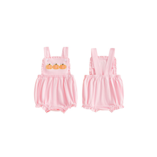 (3-6 Months, Pink) Βρεφική φόρμα κολοκύθας για μωρά, Halloween, αμάνικη Cami Romper 1