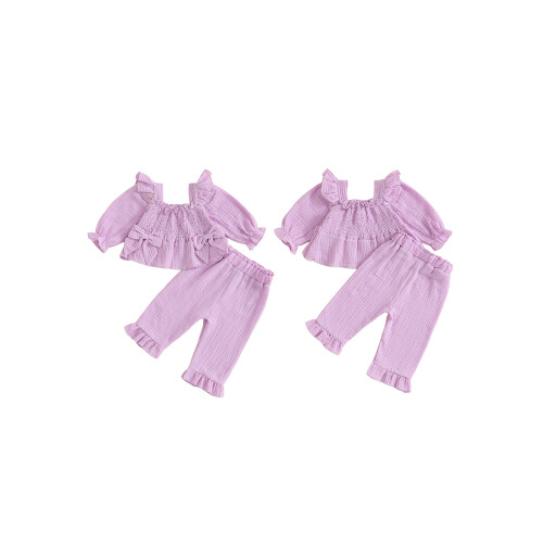 (3-4 Years, Purple) Conjunto de otoño 2 piezas. 1