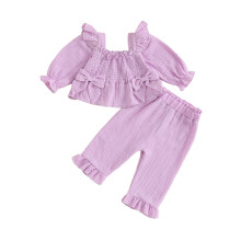 (2-3 Years, Purple) Conjunto de otoño 2 piezas.