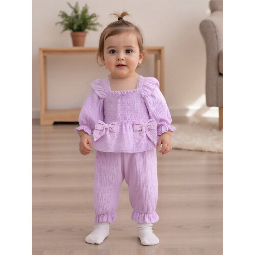 (2-3 Years, Purple) Conjunto de otoño 2 piezas. 2