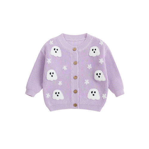 (18-24 Months, Purple) Πουλόβερ για νήπια κέντημα κουμπών