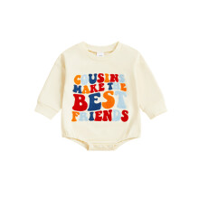 (0-3 Months, Apricot) Baby-Mädchen-Strampler, langärmelig, Rundhalsausschnitt, Buchstabenstickerei, gerippte Bündchen, Body, Herbstoutfit