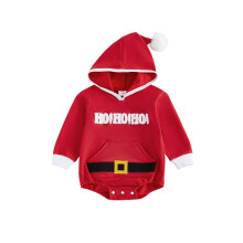 (3-6 Months, Red) Weihnachtsstrampler für Babys und Mädchen, roter Buchstabenstickerei, langärmelig, Kapuze