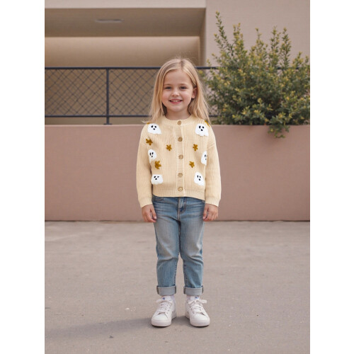 (18-24 Months, Khaki) Πουλόβερ για νήπια κέντημα κουμπών 2
