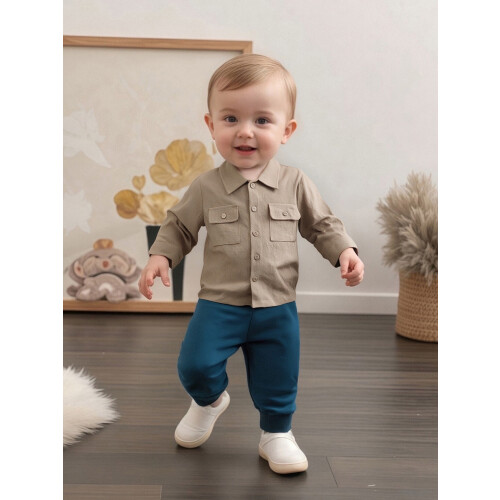 (2-3 Years, Khaki) Φθινοπωρινά πουκάμισα για για νήπια 1