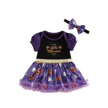 (6-9 Months, Purple) Neugeborenen-Mädchen-Outfit, Kurzarm-Stramplerkleid mit – Halloween-Kleidung