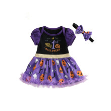 (6-9 Months, Black) Neugeborenen-Mädchen-Outfit, Kurzarm-Stramplerkleid mit – Halloween-Kleidung