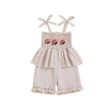 (12-18 Months, Sandy Beige) Letní overal pro miminka, bez rukávů, s zavazováním, kostkovaný potisk, bavlněné kraťasy, batolecí overal