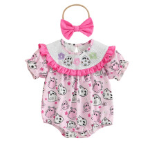 (3-6 Months, Pink) Neugeborenen-Mädchen-Outfit, Kurzarm-Strampler mit – Halloween-Kleidung