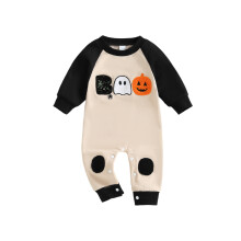(6-12 Months, Black) Salopetă Halloween băieți dovleac fantomă guler rotund mânecă lungă drăguț hanorac toamnă