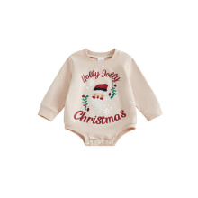 (12-18 Months, Khaki) Baby-Weihnachts-Sweatshirt-Strampler, Langarm, Rundhalsausschnitt, Body mit Buchstabenprint, Neugeborenen-Spielanzug