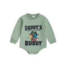(0-3 Months, Green) Salopetă bebeluși mânecă lungă guler rotund litere imprimeu rață body toamnă haine casual