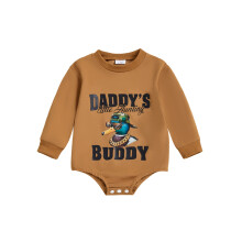 (0-3 Months, Light Brown) Salopetă bebeluși mânecă lungă guler rotund litere imprimeu rață body toamnă haine casual