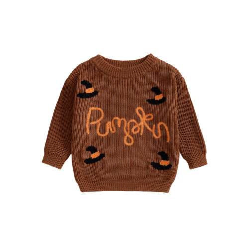 (5-6 Years, Brown) Halloween-Pullover für Kleinkinder grob gestrickt