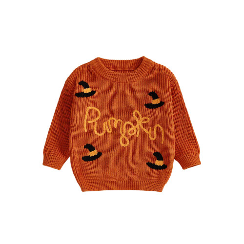 (5-6 Years, Orange) Halloween-Pullover für Kleinkinder grob gestrickt