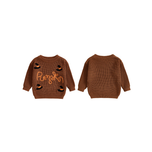 (5-6 Years, Brown) Halloween-Pullover für Kleinkinder grob gestrickt 1