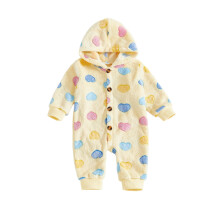 (3-6 Months, Yellow) Baby-Fleece-Strampler mit niedlichem Tiermuster, langen Ärmeln und Kapuze, warm für den Winter