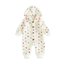 (6-9 Months, White 1) Baby-Fleece-Strampler mit niedlichem Tiermuster, langen Ärmeln und Kapuze, warm für den Winter